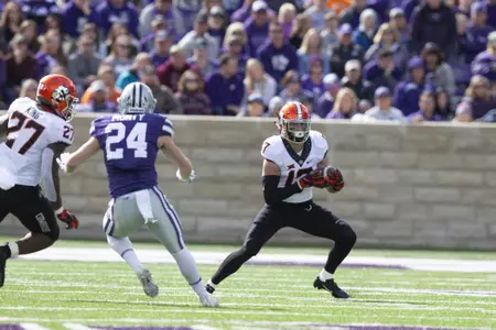 Image Taken at the Kansas State Wildcats vs Oklahoma State Cowboys Football Game, Saturday, October 13, 2018, Bill Snyder Family Stadium, Manhattan, KS. Bruce Waterfield/OSU Athletics
