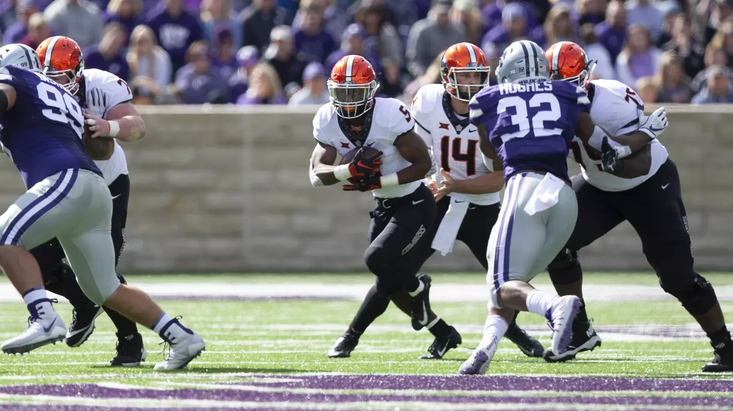 Image Taken at the Kansas State Wildcats vs Oklahoma State Cowboys Football Game, Saturday, October 13, 2018, Bill Snyder Family Stadium, Manhattan, KS. Bruce Waterfield/OSU Athletics
