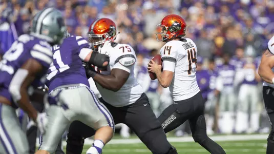Image Taken at the Kansas State Wildcats vs Oklahoma State Cowboys Football Game, Saturday, October 13, 2018, Bill Snyder Family Stadium, Manhattan, KS. Bruce Waterfield/OSU Athletics