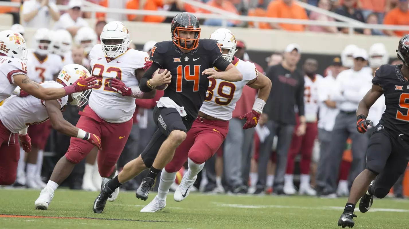 Image Taken at the Oklahoma State Cowboys vs Iowa State Cyclones Football Game, Saturday, October 6, 2018, Boone Pickens Stadium, Stillwater, OK. Bruce Waterfield/OSU Athletics