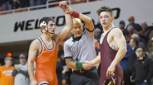 Image Taken at the Oklahoma State Cowboys vs Minnesota Gophers Wrestling Dual, Sunday, November 19, 2017, Gallagher-Iba Arena, Stillwater, OK. Bruce Waterfield/OSU Athletics