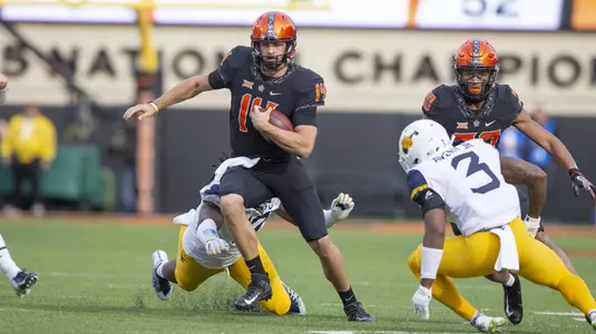 Image Taken at the Oklahoma State Cowboys vs West Virginia Mountaineers Football Game, Saturday, November 17, 2018, Boone Pickens Stadium, Stillwater, OK. Bruce Waterfield/OSU Athletics