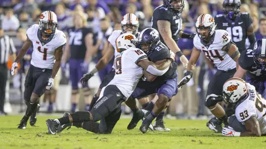 Image Taken at the TCU Horned Frogs vs Oklahoma State Cowboys Football Game, Saturday, November 24, 2018, Amon G. Carter Stadium, Ft. Worth, TX. Bruce Waterfield/OSU Athletics