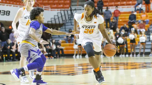 Image Taken at the Oklahoma State Cowgirls vs Prairie View A&M Panthers Women's Basketball Game, Thursday, November 15, 2018, Gallagher-Iba Arena, Stillwater, OK. Bruce Waterfield/OSU Athletics