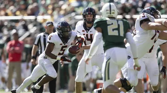 Image Taken at the Baylor Bears vs Oklahoma State Cowboys Football Game, Saturday, November 3, 2018, McLane Stadium, Waco, TX. Bruce Waterfield/OSU Athletics