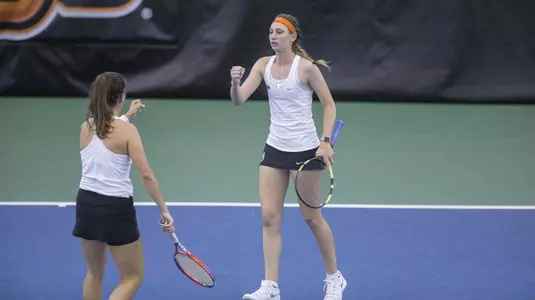 Image Taken at the 2018 NCAA Women's Tennis Stillwater Regional, Oklahoma State Cowgirls vs UMKC Kangaroos, Friday, May 11, 2018, Greenwood Tennis Center, Stillwater, OK. Bruce Waterfield/OSU Athletics