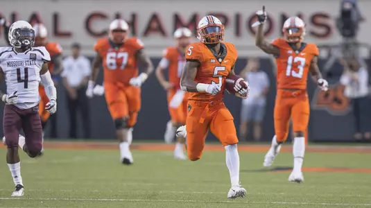Image Taken at the Oklahoma State Cowboys vs Missouri State Bears Football Game, Thursday, August 30, 2018, Boone Pickens Stadium, Stillwater, OK. Bruce Waterfield/OSU Athletics