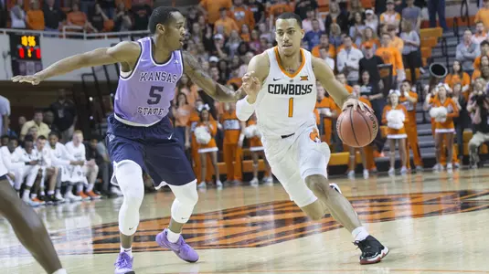 Image Taken at Oklahoma State Cowboys vs Kansas State Wildcats Basketball Game, Wednesday, February 14, 2018, Gallagher-Iba Arena, Stillwater, OK. Bruce Waterfield/OSU Athletics