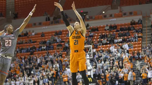 Image Taken at Oklahoma State Cowboys vs Texas Tech Red Raiders Basketball Game, Wednesday, February 21, 2018, Gallagher-Iba Arena, Stillwater, OK. Bruce Waterfield/OSU Athletics