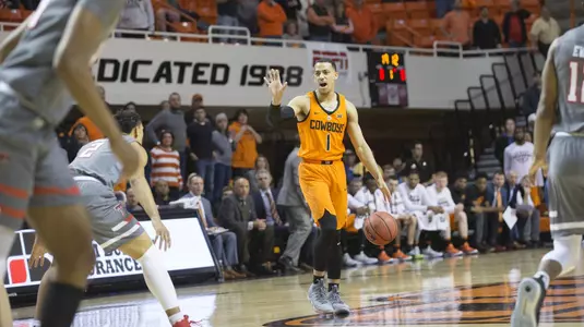 Image Taken at Oklahoma State Cowboys vs Texas Tech Red Raiders Basketball Game, Wednesday, February 21, 2018, Gallagher-Iba Arena, Stillwater, OK. Bruce Waterfield/OSU Athletics