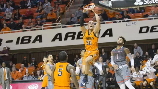 Image Taken at Oklahoma State Cowboys vs Texas Tech Red Raiders Basketball Game, Wednesday, February 21, 2018, Gallagher-Iba Arena, Stillwater, OK. Bruce Waterfield/OSU Athletics