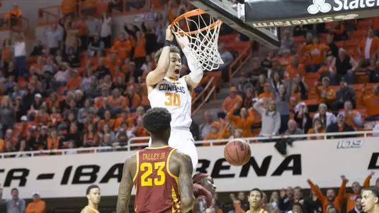 Image Taken at Oklahoma State Cowboys vs Iowa State Cyclones Basketball Game, Saturday, January 6, 2018, Gallagher-Iba Arena, Stillwater, OK. Bruce Waterfield/OSU Athletics
