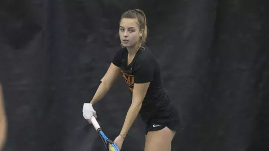 Image Taken at the Oklahoma State Cowgirls vs Florida Gators Tennis Match, Wednesday, February 7, 2018, Greenwood Tennis Center, Stillwater, OK. Bruce Waterfield/OSU Athletics