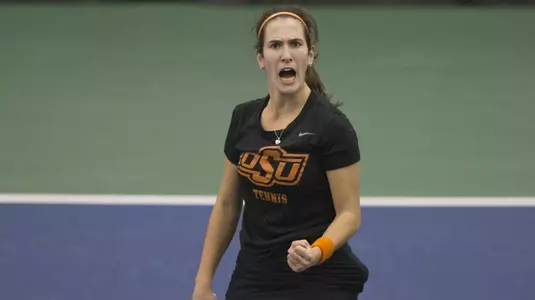 Image Taken at the Oklahoma State Cowgirls vs Florida Gators Tennis Match, Wednesday, February 7, 2018, Greenwood Tennis Center, Stillwater, OK. Bruce Waterfield/OSU Athletics