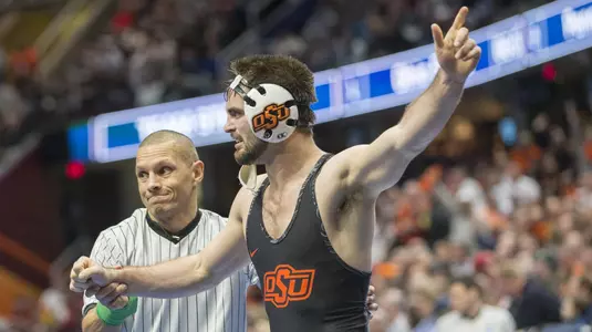 Image Taken at the 2018 NCAA Wrestling Championships, Day 2, Session 1, Friday, March 16, 2018, Quicken Loans Arena, Cleveland, OH. Bruce Waterfield:OSU Athletics