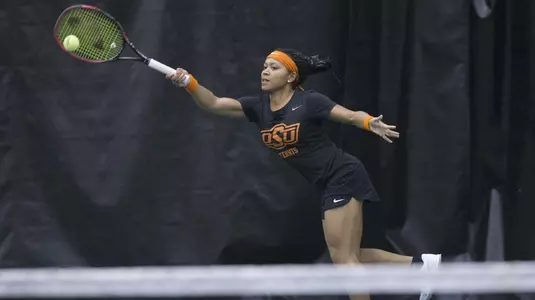 Image Taken at the Oklahoma State Cowgirls vs Florida Gators Tennis Match, Wednesday, February 7, 2018, Greenwood Tennis Center, Stillwater, OK. Bruce Waterfield/OSU Athletics
