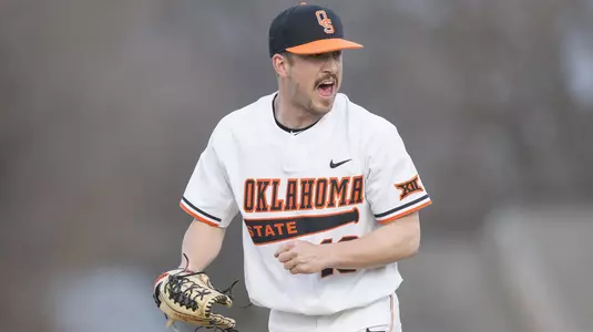 Image Taken at the Oklahoma State Cowboys vs Eastern Michigan Eagles Baseball Game, Friday, March 9, 2018, Allie P. Reynolds Stadium Stadium, Stillwater, OK. Bruce Waterfield/OSU Athletics