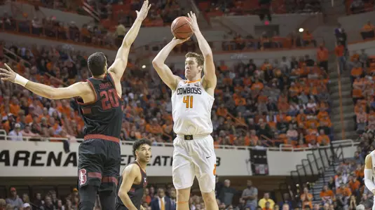 Image Taken at Oklahoma State Cowboys vs Stanford Cardinal, NIT Second Round Basketball Game, Monday, March 19, 2018, Gallagher-Iba Arena, Stillwater, OK. Bruce Waterfield/OSU Athletics