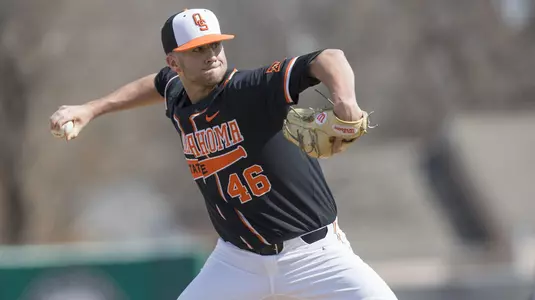Image Taken at the Oklahoma State Cowboys vs Eastern Michigan Eagles Baseball Game, Saturday, March 10, 2018, Allie P. Reynolds Stadium Stadium, Stillwater, OK. Bruce Waterfield/OSU Athletics