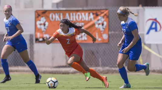 Image Taken at the Oklahoma State Cowgirls vs Creighton Bluejays Match, Sunday, August 27, 2017, Cwogirl Soccer Complex, Stillwater, OK. Bruce Waterfield/OSU Athletics