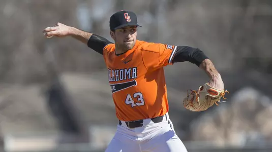 Image Taken at the Oklahoma State Cowboys vs Marist Red Foxes Baseball Game, Sunday, February 25, 2018, Allie P. Reynolds Stadium Stadium, Stillwater, OK. Bruce Waterfield/OSU Athletics