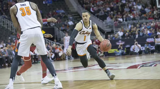 Image Taken at the 2018 Phillips 66 Big 12 Basketball Tournament, Oklahoma State Cowboys vs Oklahoma Sooners, Wednesday, March 7, 2018, Sprint Center, Kansas City, MO. Bruce Waterfield/OSU Athletics