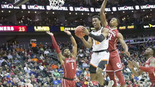 Image Taken at the 2018 Phillips 66 Big 12 Basketball Tournament, Oklahoma State Cowboys vs Oklahoma Sooners, Wednesday, March 7, 2018, Sprint Center, Kansas City, MO. Bruce Waterfield/OSU Athletics