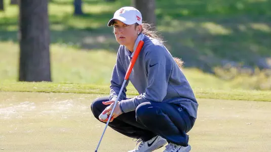 Oklahoma State SR Alexis Sadeghy competing in Round 1 of  the 2018 Big 12 Women's Golf Championship at the Dallas Athletic Club on Friday, April 20, 2018