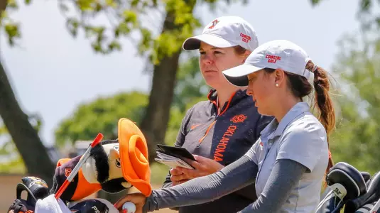 Oklahoma State SR Alexis Sadeghy competing in Round 2 of the 2018 Big 12 Women's Golf Championship at the Dallas Athletic Club on Friday, April 20, 2018