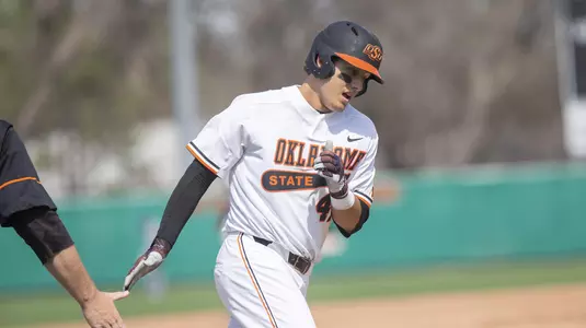 Image Taken at the Oklahoma State Cowboys vs Kansas Jayhawks Baseball Game, Friday, April 20, 2018, Allie P. Reynolds Stadium Stadium, Stillwater, OK. Bruce Waterfield/OSU Athletics