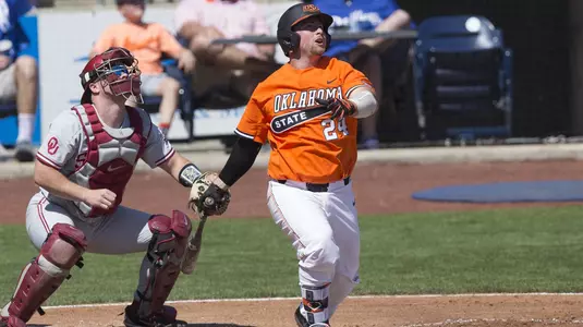 Image Taken at the Oklahoma State Cowboys vs Oklahoma Sooners Baseball Game, Sunday, April 29, 2018, Oneok Field, Tulsa, OK. Bruce Waterfield/OSU Athletics