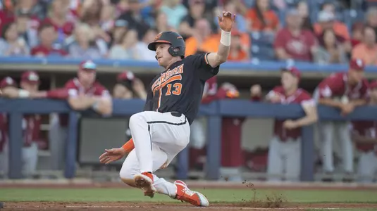 Image Taken at the Oklahoma State Cowboys vs Oklahoma Sooners Baseball Game, Saturday, April 28, 2018, Oneok Field, Tulsa, OK. Bruce Waterfield/OSU Athletics