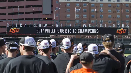 Image Taken at the 2017 Phillips 66 Big 12 Baseball Championship, Oklahoma State Cowboys vs Texas Longhorns, Sunday, May 28, 2017, Chickasaw Bricktown Ballpark, Oklahoma City, OK. Bruce Waterfield/OSU Athletics