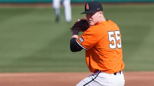 Image Taken at the Oklahoma State Cowboys vs Marist Red Foxes Baseball Game, Sunday, February 25, 2018, Allie P. Reynolds Stadium Stadium, Stillwater, OK. Bruce Waterfield/OSU Athletics
