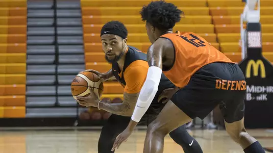 Image shot in Gallagher-Iba Arena at Oklahoma State University, Cowboy Basketball Practice, July 10, 2018, Stillwater, OK, Jeffrey Parr/OSU Athletics