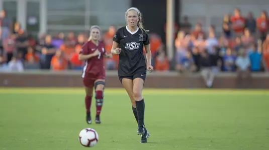 Image Taken at the Oklahoma State Cowgirls vs Oklahoma Sooners Soccer Match, Sunday, August 19, 2018, Neal Patterson Stadium, Stillwater, OK. Bruce Waterfield/OSU Athletics
