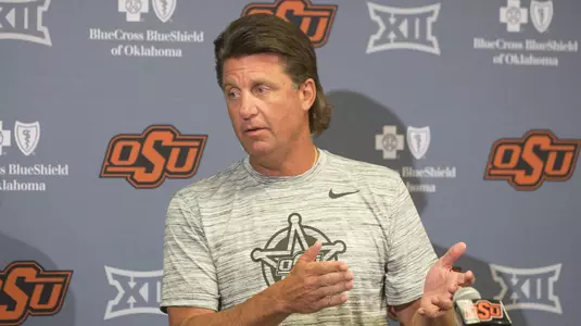 Image Taken at the Oklahoma State Athletics Media Day, Saturday, August 4, 2018, Gallagher-Iba Arena, Stillwater, OK. Bruce Waterfield/OSU Athletics