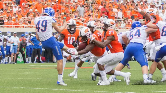 Image Taken at the Oklahoma State Cowboys vs Boise State Broncos Football Game, Saturday, September 15, 2018, Boone Pickens Stadium, Stillwater, OK. Bruce Waterfield/OSU Athletics