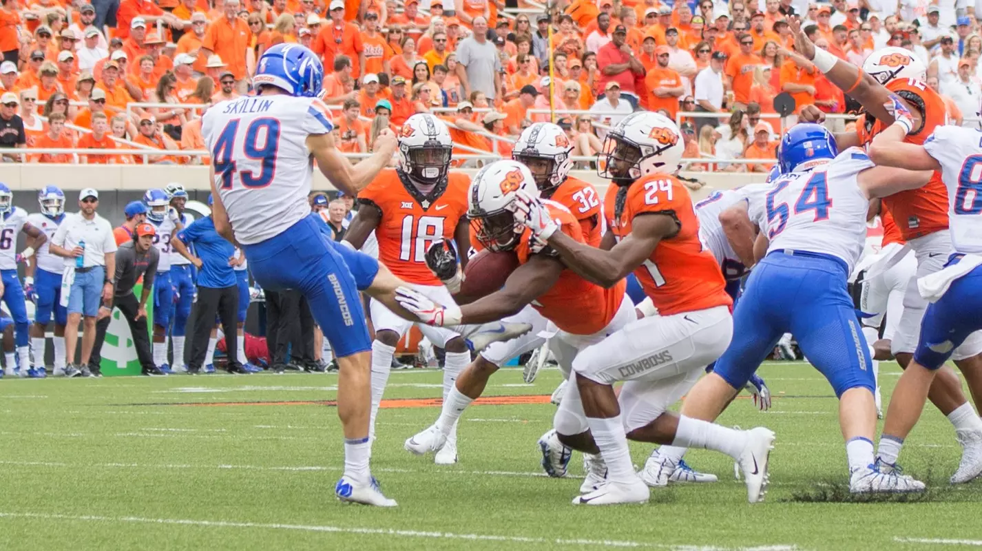 Image Taken at the Oklahoma State Cowboys vs Boise State Broncos Football Game, Saturday, September 15, 2018, Boone Pickens Stadium, Stillwater, OK. Bruce Waterfield/OSU Athletics