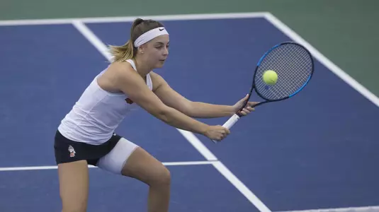 Image Taken at the 2018 NCAA Women's Tennis Stillwater Regional, Oklahoma State Cowgirls vs UMKC Kangaroos, Friday, May 11, 2018, Greenwood Tennis Center, Stillwater, OK. Bruce Waterfield/OSU Athletics