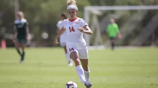 Image Taken at the Oklahoma State Cowgirls vs San Francisco Dons Soccer Match, Sunday, September 9, 2018, Neal Patterson Stadium, Stillwater, OK. Bruce Waterfield/OSU Athletics