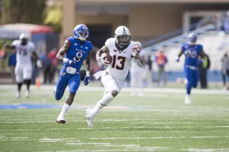 Image Taken at the Kansas Jayhawks vs Oklahoma State Cowboys Football Game, Saturday, September 29, 2018, Memorial Stadium, Lawrence, KS.  Bruce Waterfield/OSU Athletics