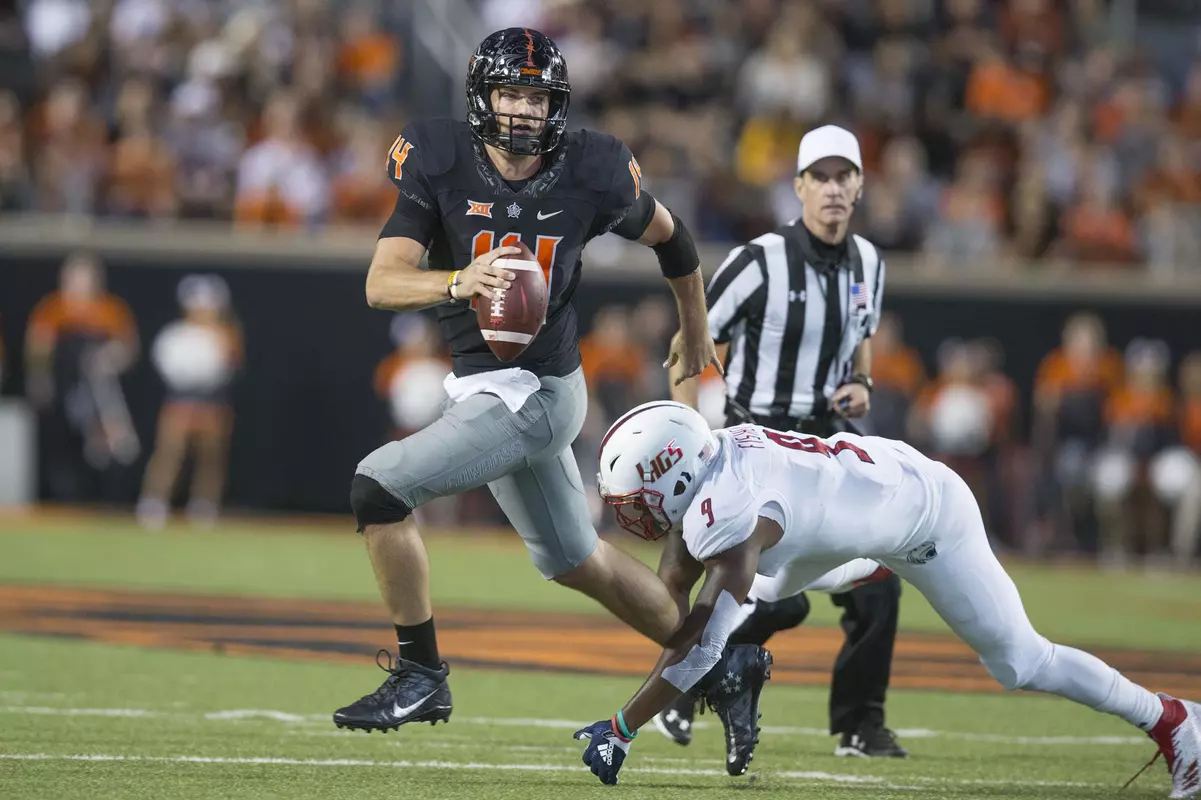 Image Taken at the Oklahoma State Cowboys vs South Alabama Jaguars Football Game, Saturday, September 8, 2018, Boone Pickens Stadium, Stillwater, OK. Bruce Waterfield/OSU Athletics