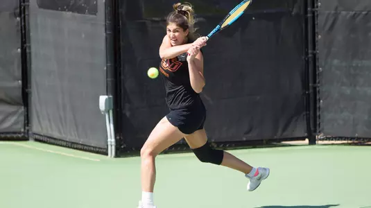 Image Taken at the Oklahoma State Cowgirls vs Wichita State Shockers Tennis Match, Friday, March 30, 2018, Greenwood Tennis Center, Stillwater, OK. Melissa Morales/OSU Athletics
