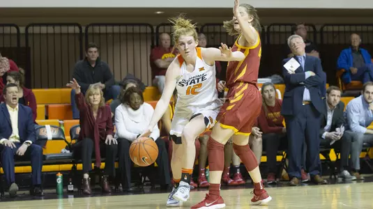Image Taken at the Oklahoma State Cowgirls vs Iowa State Cyclones Women's Basketball Game, Saturday, January 26, 2019, Gallagher-Iba Arena, Stillwater, OK. Bruce Waterfield/OSU Athletics
