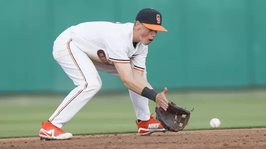 Image Taken at the Oklahoma State Cowboys vs Eastern Michigan Eagles Baseball Game, Friday, March 9, 2018, Allie P. Reynolds Stadium Stadium, Stillwater, OK. Bruce Waterfield/OSU Athletics