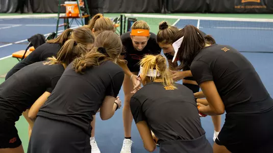 Image Taken at the Oklahoma State Cowgirls vs Fighting Illini Tennis Match, Friday, January 19, 2019, Greenwood Tennis Center, Stillwater, OK. Melissa Morales/OSU Athletics