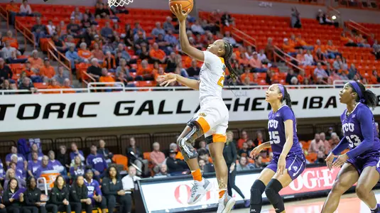 Image Taken at the Oklahoma State Cowgirls vs Texas Christian Horned Frogs Women's Basketball Game, Sunday, January 6, 2019, Gallagher-Iba Arena, Stillwater, OK. Bruce Waterfield/OSU Athletics