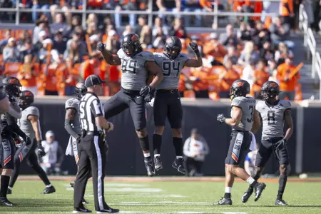 Oklahoma State Cowboys vs Kansas Jayhawks Football Game, Saturday, November 16, 2019, Boone Pickens Stadium, Stillwater, OK. Bruce Waterfield/OSU Athletics