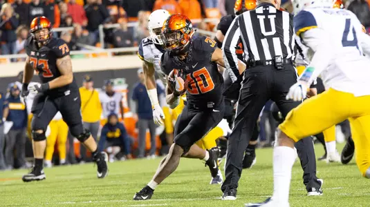 Image Taken at the Oklahoma State Cowboys vs West Virginia Mountaineers Football Game, Saturday, November 17, 2018, Boone Pickens Stadium, Stillwater, OK. Melissa Morales/OSU Athletics